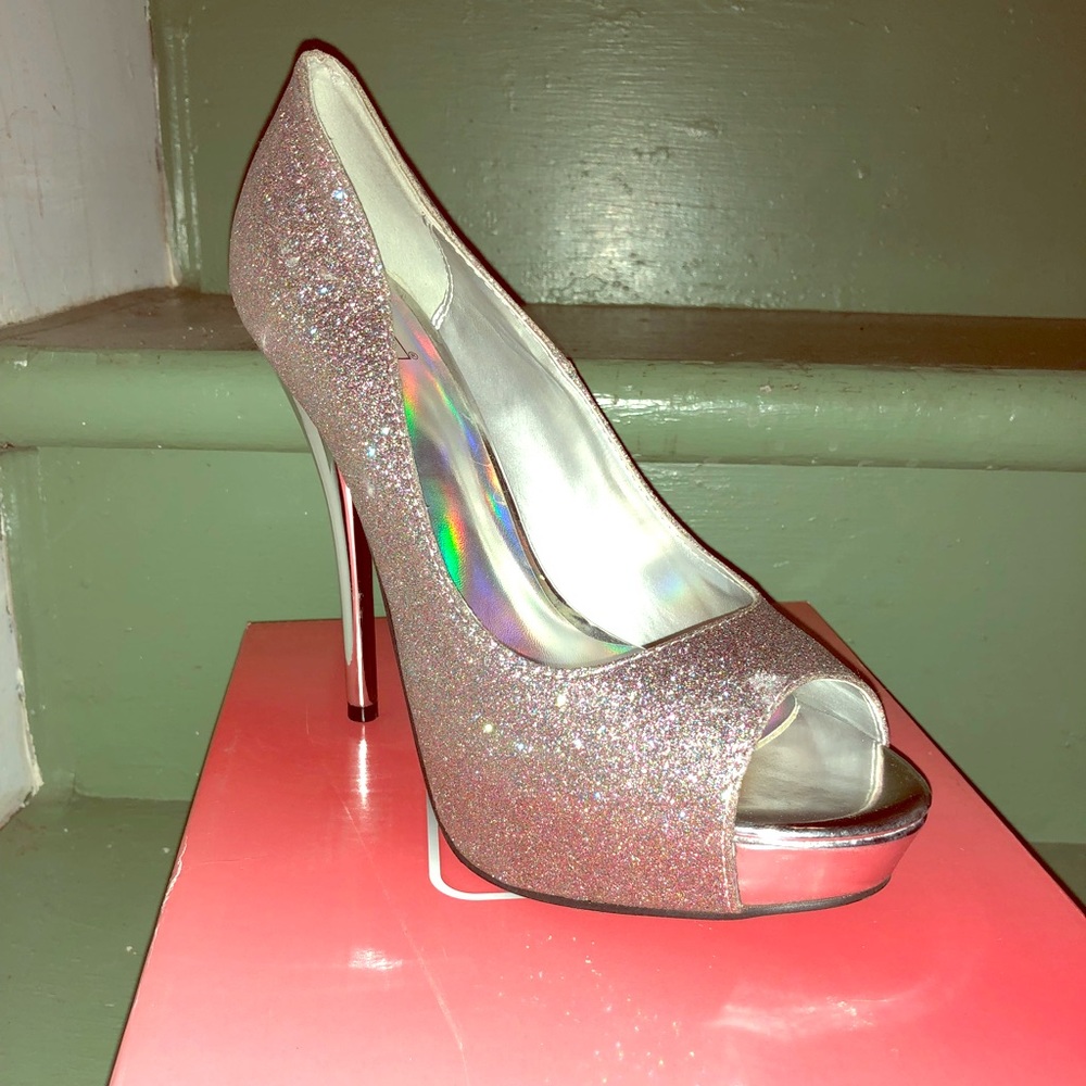 Silver sparkly heels